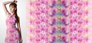 08009 Materiał ze wzorem kolorowy kolaż z kwiatami bzu